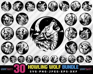 Howling Wolf Clipart Bundle, Mystical Vector Graphics (svg, Png, Jpg, Eps, Dxf) - Etsy
