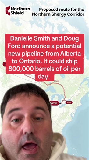 Danielle Smith and Doug Ford announced today a potential west east pipeline from Alberta to Ontario. It would be 3300 KM long and have the ability to ship 800,000 barrels of oil a day. #cdnpoli #daniellesmith #alberta #pipeline #oil