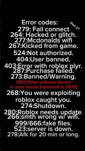 All errorcodes in roblox 😱 #errorcode #error #errorcodes #roblox