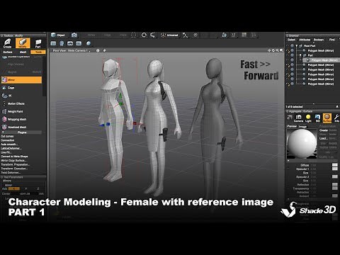 Character Modeling - Female with reference image PART 1 (Shade 3D)