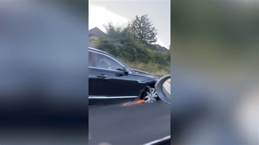 Sparks fly from Bentley as it’s driven on M25 - missing a tyre