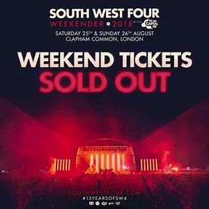 SW4 2018 Weekend tickets are now fully SOLD OUT! Big thanks to everyone who's bought a ticket so far, it's shaping up to be a record breaking year for us! Saturday & Sunday tickets selling are set to sell out in advance! #15YearsOfSW4 http://bit.ly/Sw42018Tix | South West Four Festival