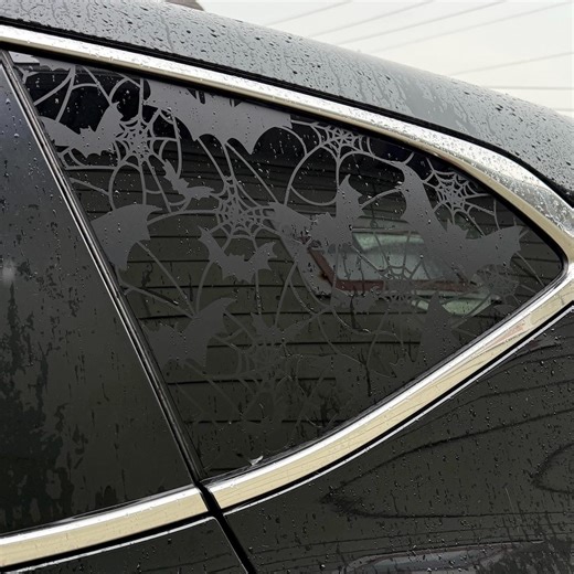 Spiderwebs and Bats Car Window Decal: Full Coverage Vinyl Sticker, Rear Quarter - Etsy