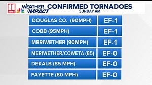 6 tornadoes confirmed in Georgia after severe storms Sunday