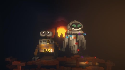 Minecraft player recreates Wall-E and EVE in-game