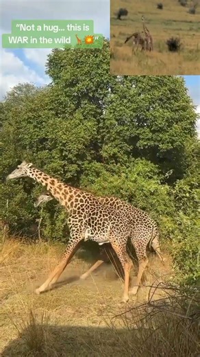 Giraffe Fight in the Wild 🦒💥 Intense Necking Battle on African Safari #Shorts