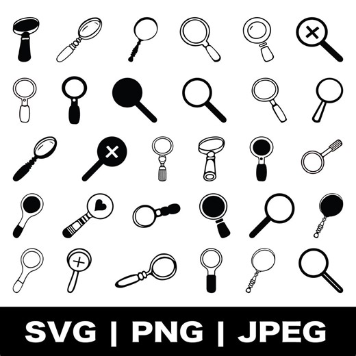 Magnifying Glass Clipart, Search Icon Graphics (SVG, PNG, Jpeg) - Etsy