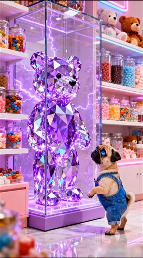 This little dog bought a GIANT purple gummy bear trampoline...and played with everyone together🐶🤸‍♀️