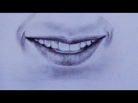How to draw smiling mouth /lips & teeth