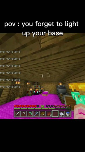 POV:You forgot to Light your Base 😨 #minecraft
