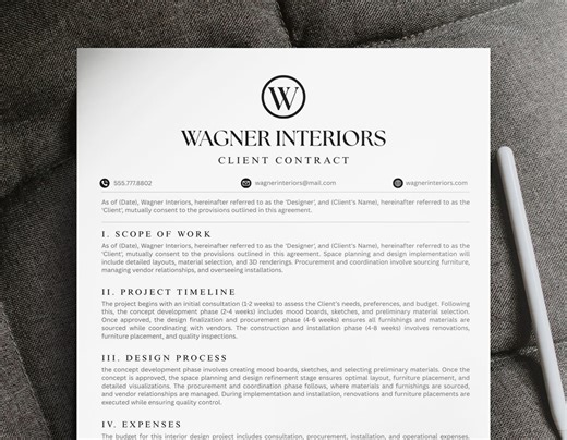 Interior Design Client Agreement Template: Canva Contract (digital Download) - Etsy