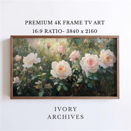 Frame TV Spring Decor, Cottagecore Garden Rose Frame TV Art, Vintage Floral Painting Frame TV, Romantic Wall Decor, Digital Download 1944 - Etsy