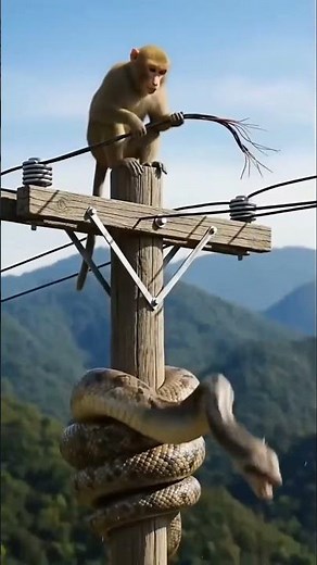 The monkey electrifies the python #foryou #funny #shorts