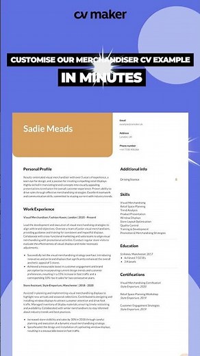 Merchandiser CV Example!