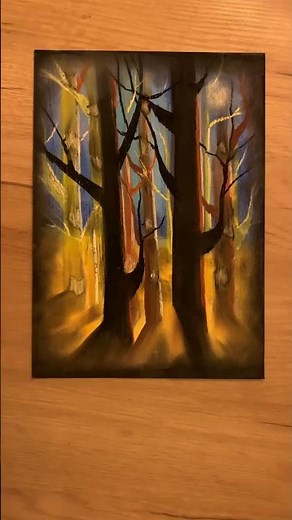 Forest & trees abstract painting in chalk soft pastel & peaceful art demonstration
