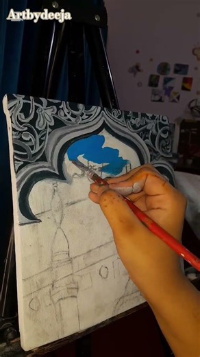 paint with me 🕋✨️#art #painting #artbydeeja #kaaba #foryou #fyp #viral #canvas #easy #ideas