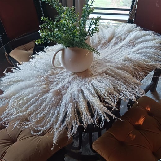 Luxury Felted Wool Table Mat | Handmade Sheep Fleece Centerpiece | Rustic Farmhouse Table Decor | Organic Wool Textile Art | Cottagecore Hom - Etsy