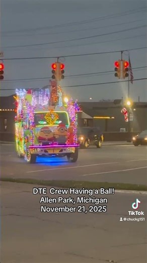 Looks like DTE line workers having a bit of fun with the Christmas lights #DTE #christmas #lighting