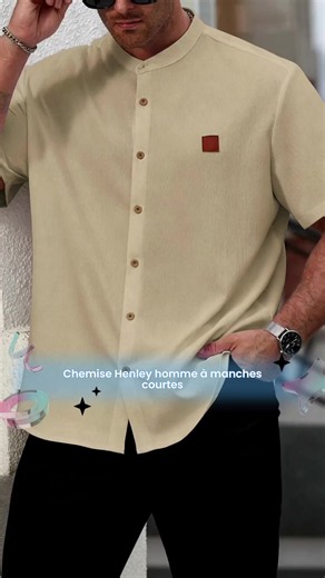 Chemise Henley pour homme grande taille manches courtes fermeture boutonnée coupe classique haut d’été respirant et confortable #mensfashion #menoutfit #mensstyle #menfashionstyle #fashionbrand #summerclothes #trousers #menfashionblogger #mensoutfits #menclothing