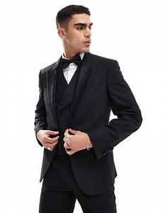 ASOS DESIGN slim fit tuxedo jacket in black | ASOS