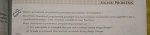 Q: What is procedural programming paradigm and what are its lim... | Filo
