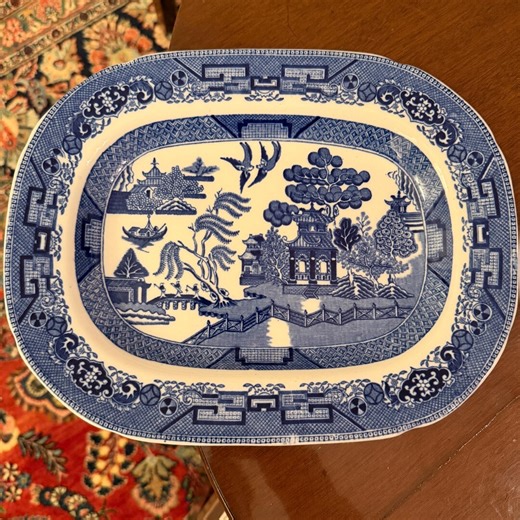 BLUE-TIFUL Vintage Blue Willow Platter – 11” Semi-china England – Classic Willow Ware - Etsy