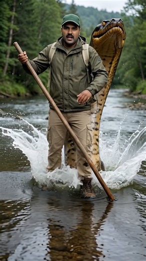 River of Death 😱 | Man vs Giant Python (Real Footage!)||#viral#shorts#python