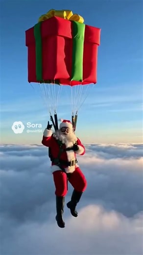 Santa Claus skydiving from a plane 🛩️