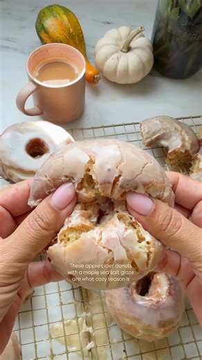 25K views · 132 reactions | apple cider donuts   dunked in a maple sea salt glaze. SO GOOD. SAVE this post for the recipe in the commments below. #recipe #dessert #dessertrecipe #recipeoftheday #delicious | A Cozy Kitchen | Facebook