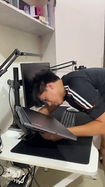 Time-Lapse Desk Setup for Laptop and Monitor