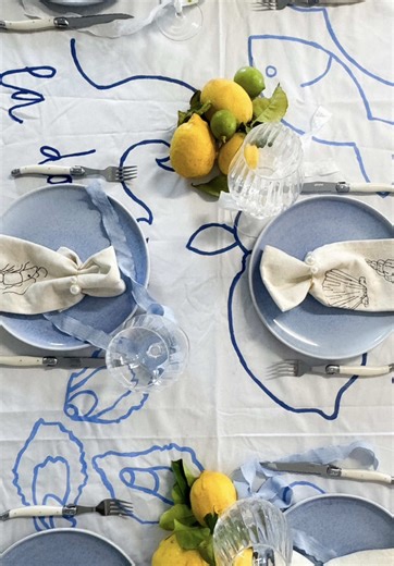 Italian Coastal Inspired Tablecloth DIY Tutorial