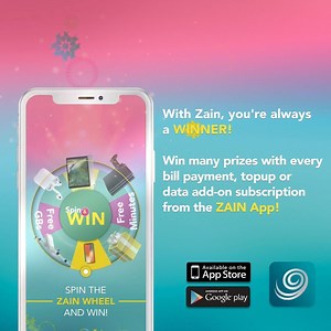 With Zain you’re always a WINNER! 🎁 Use your Zain app to do a bill payment , prepaid top-up or subscribe to a data add-on & win valuable prizes! Download the Zain app, and complete your transactions now! . https://www.bh.zain.com/en/Spin-and-Win-With-Zain ويا زين انت دايماً رابح! 🎁 ‏‎استخدم تطبيق زين لإجراء أي عملية دفع للفاتوره ، تعبئة رصيد، أو اشتراك في باقة بيانات لتربح العديد من الجوائز القيمة قم بتحميل تطبيق زين وأنجز معاملاتك الآن | Zain Bahrain