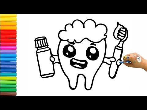😁 How to Draw a Happy Tooth with Toothbrush & Toothpaste – Easy and Fun!✨