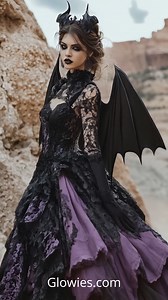 Bat Wing Gothiiic Bride Weddinig Dress | Gothic Darling