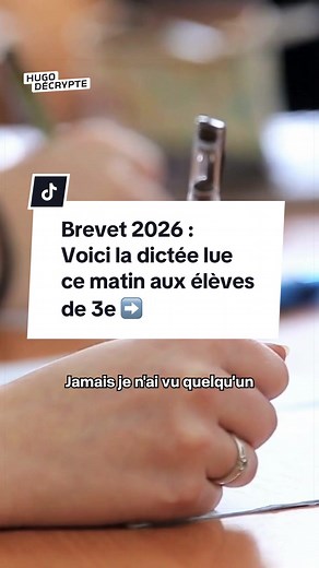 Dictée Brevet 2026 : texte lu ce matin aux élèves de 3e