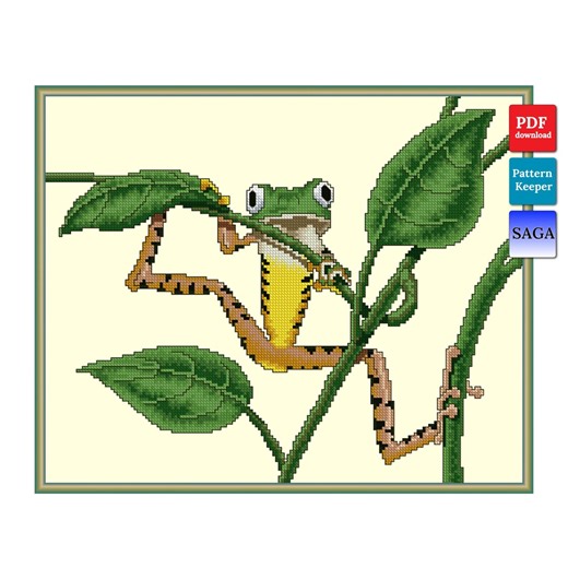 Frog Cross Stitch Pattern | Download PDF | Pattern Keeper | SAGA - Etsy