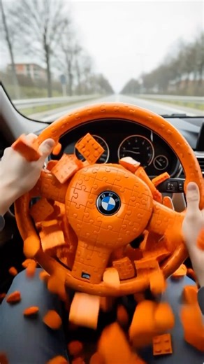Orange LEGO BMW Steering Wheel 🧡 — Will It Snap or Steer? (POV)#bmw #lego #asmr #pov #satisfying