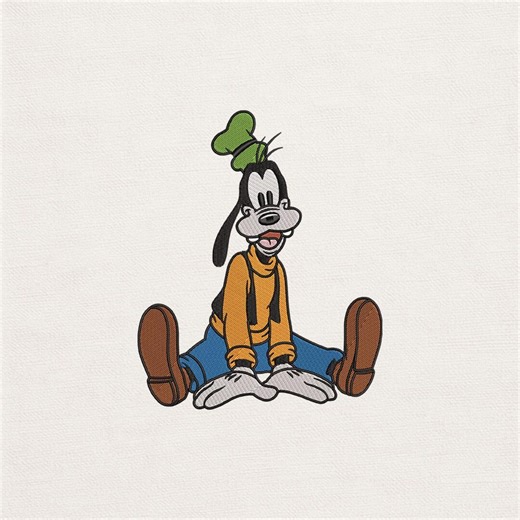 Cute Cartoon Dog Embroidery Design, Sitting Goofy Style Character, Machine Embroidery File PES DST JEF VP3 - Etsy