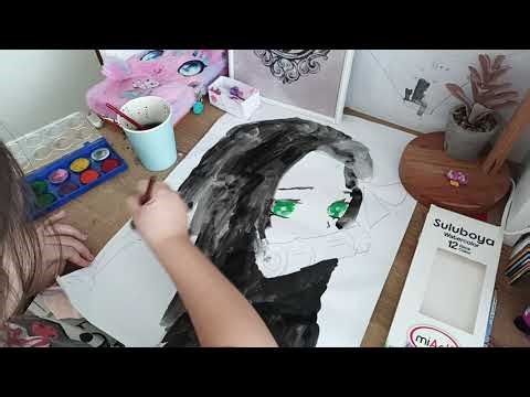Renkli Anime Kız Sulu Boya 🎨 | Çocuklar İçin Kolay Resim Yapımı