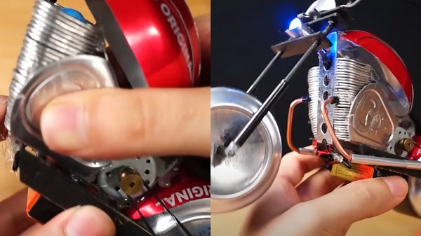 Tiny Motorcycle Built with Creativity and Recycled Cans