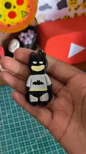DIY Batman Cat Keychain 🦇 | Handmade Clay Keychain #shorts