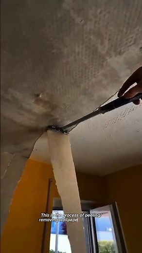 Satisfying Wallpaper Removal Using a Long Scraper Tool | Home Renovation Process
