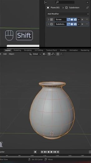 Pt.1 Screw Modifier en Blender #short #modifier #shorts #blender #screw