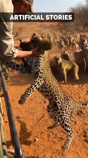 Baboons vs leopard 😲😱