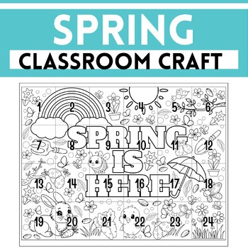 Spring Collaboration Poster | Large Classroom Coloring Mural (24 Pages)