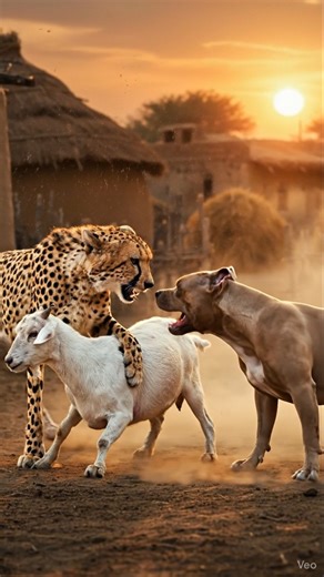 Brave Dog Defends Goat from Cheetah Attack! 🐆🐕wildlife #cheetah #doglover #bravedog #nature