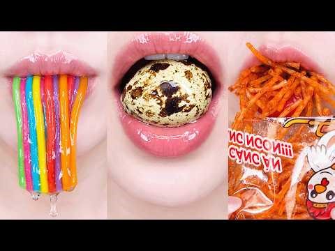 ASMR LIPS Satisfying Eating Emoji Food Challenge Mukbang Sounds Compilation 1 Hour (No Sped Up)
