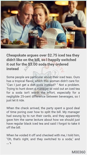 Cheapskate argues over $2.75 iced tea they didn't like on the bill, so I happily switched it out 🦐 for the $3.00 soda 😇 they ordered instead | Animals Meo Meo TV