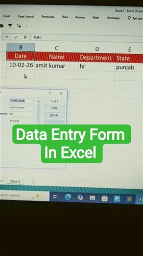 ✅Data Entry in Excel using Data Entry Form|#excel #data #entry #advancedexcel #excel2025 #tech