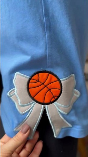 Basketball Side Split Bow Cutout Applique #machineembroidery #embroidery #basketball #cutout #diy